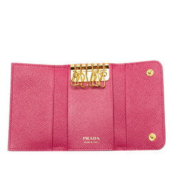 Prada Flower Motif 6-ring Key Case 1PG222 Pink Multicolor Leather Women's PRADA