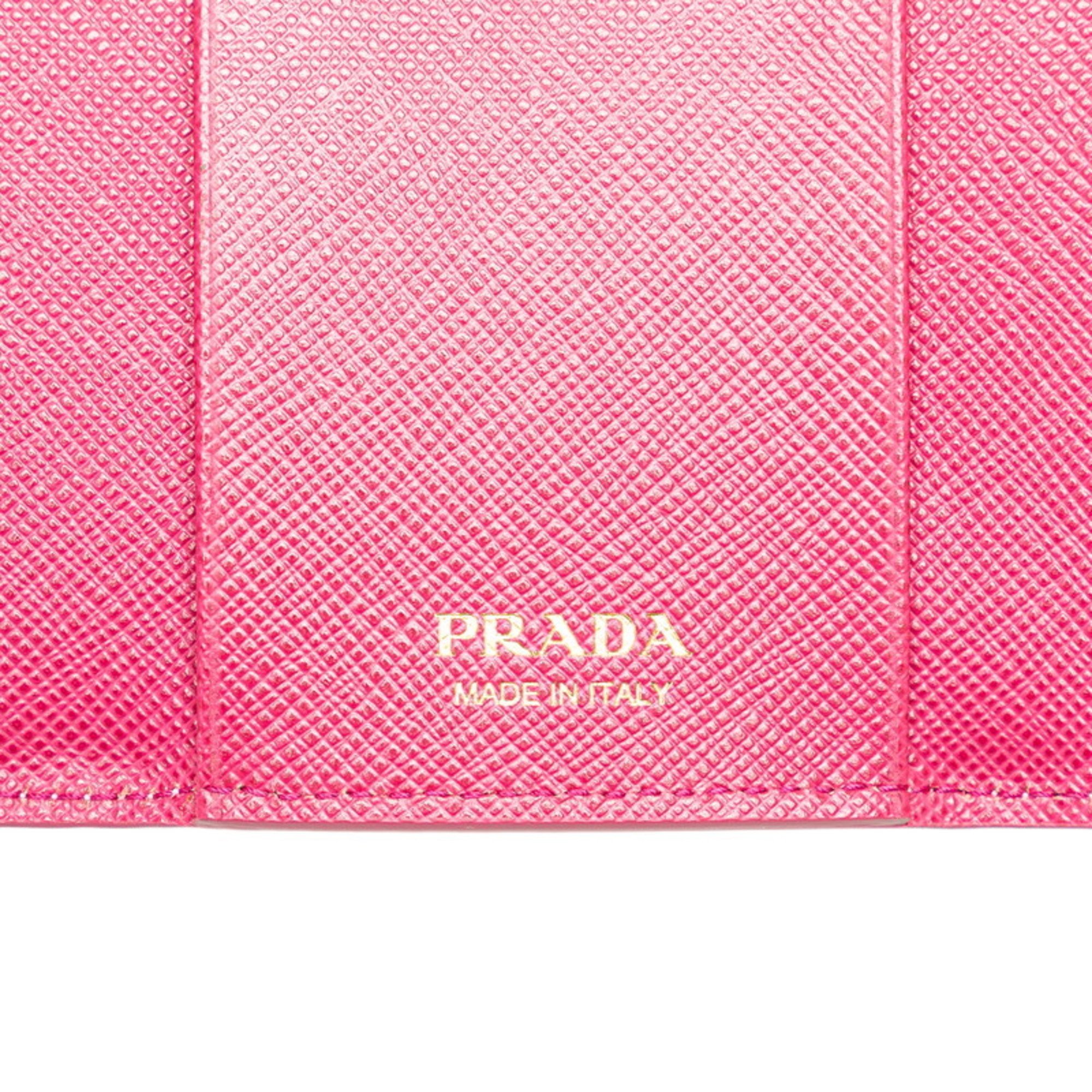 Prada Flower Motif 6-ring Key Case 1PG222 Pink Multicolor Leather Women's PRADA