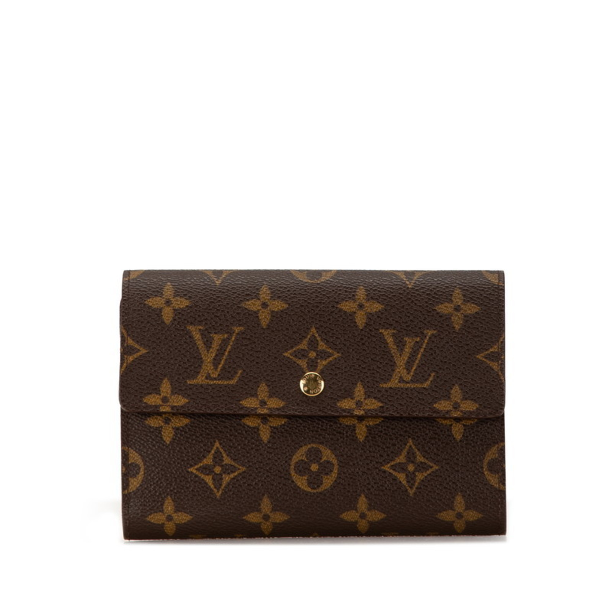 Louis Vuitton Monogram Portefeuille International Long Wallet M61217 Brown PVC Leather Women's LOUIS VUITTON