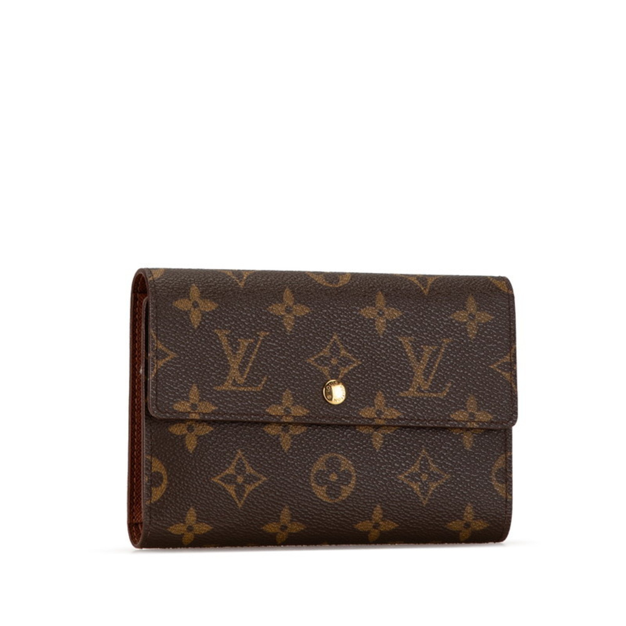 Louis Vuitton Monogram Portefeuille International Long Wallet M61217 Brown PVC Leather Women's LOUIS VUITTON