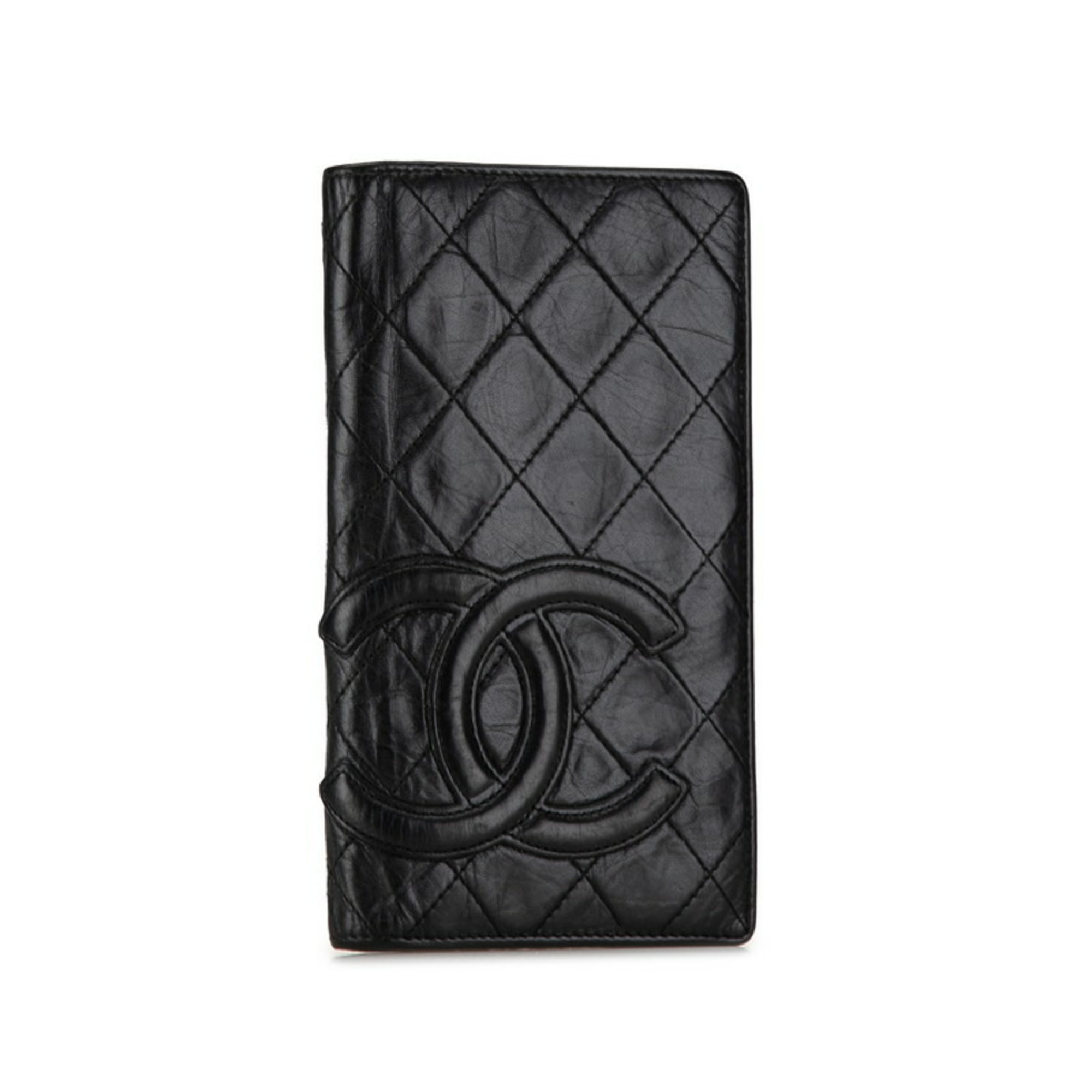 Chanel Matelasse Coco Mark Long Wallet Bi-fold Black Lambskin Women's CHANEL