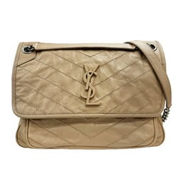 SAINT LAURENT Saint Laurent Ni Chain Shoulder Medium Bag 498894 Leather Beige Women's