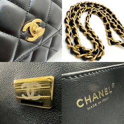 CHANEL Chanel Black Gold Lambsun Shoulder Bag Chain Handbag Sheepskin For Women