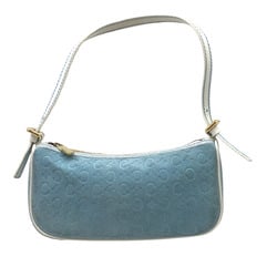 CELINE Macadam Pouch Suede Blue Accessory Second Bag Shoulder Leather Women's