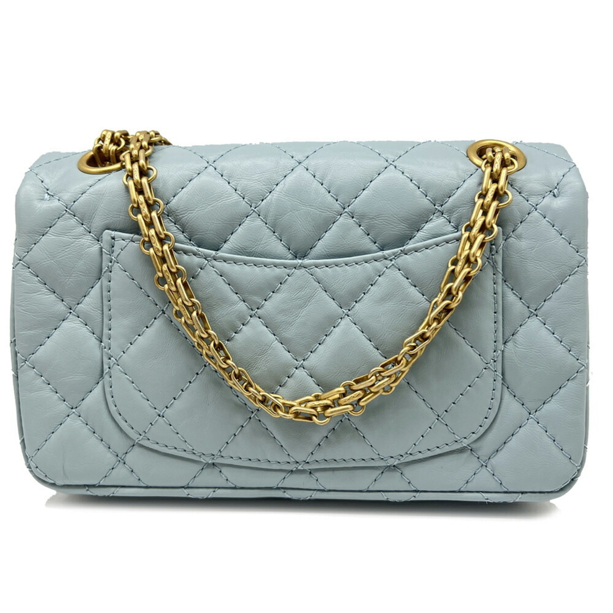 CHANEL Chanel 2.55 Handbag Blue Light AS0874 Shoulder Bag Chain Gold