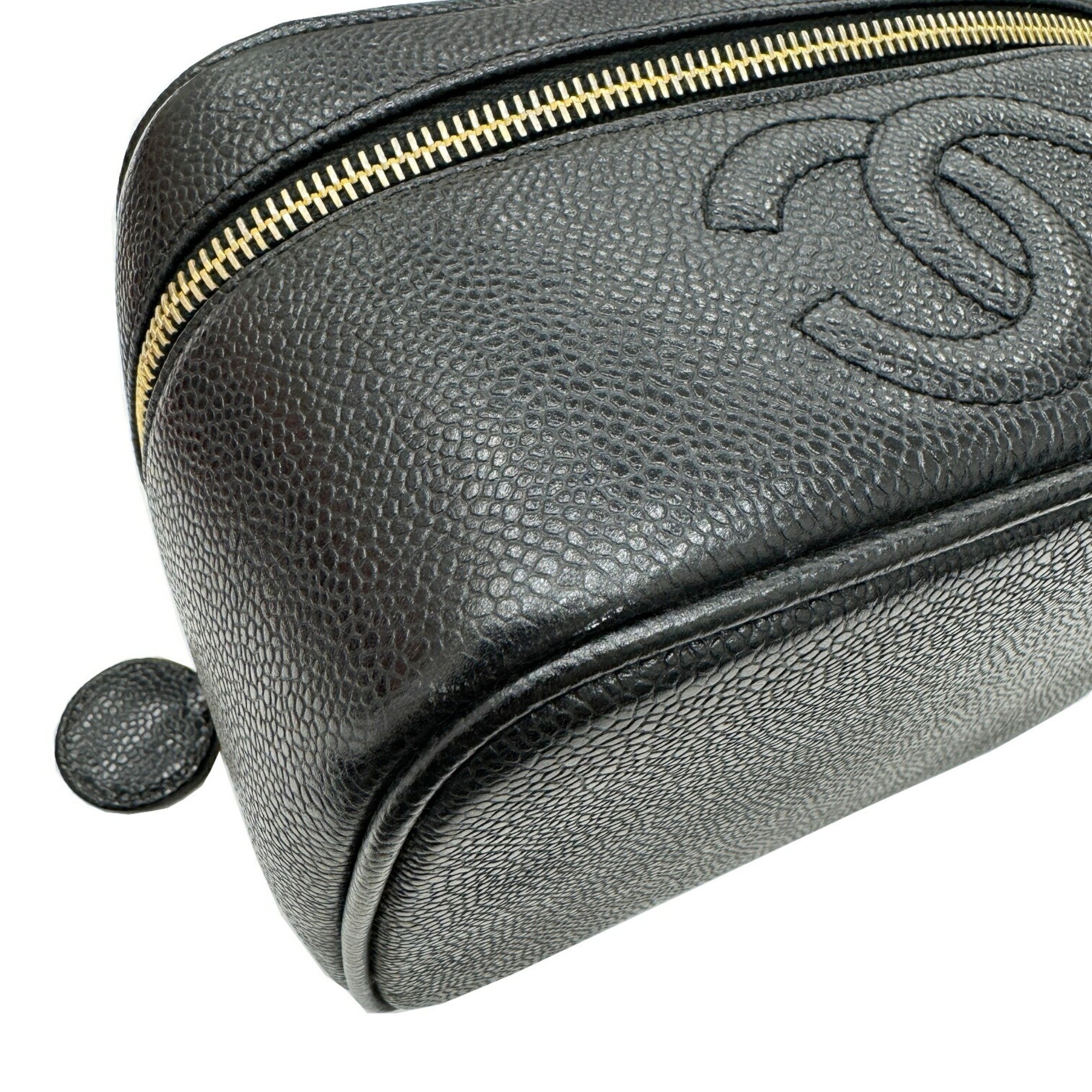 CHANEL Coco Mark Horizontal Vanity Bag, Cabiasun, Black, No. 3, Women's