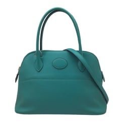 HERMES Hermes Bolide 27 Swift Blue Paon X Stamp 2016 Shoulder Bag Handbag Leather Green Women Men