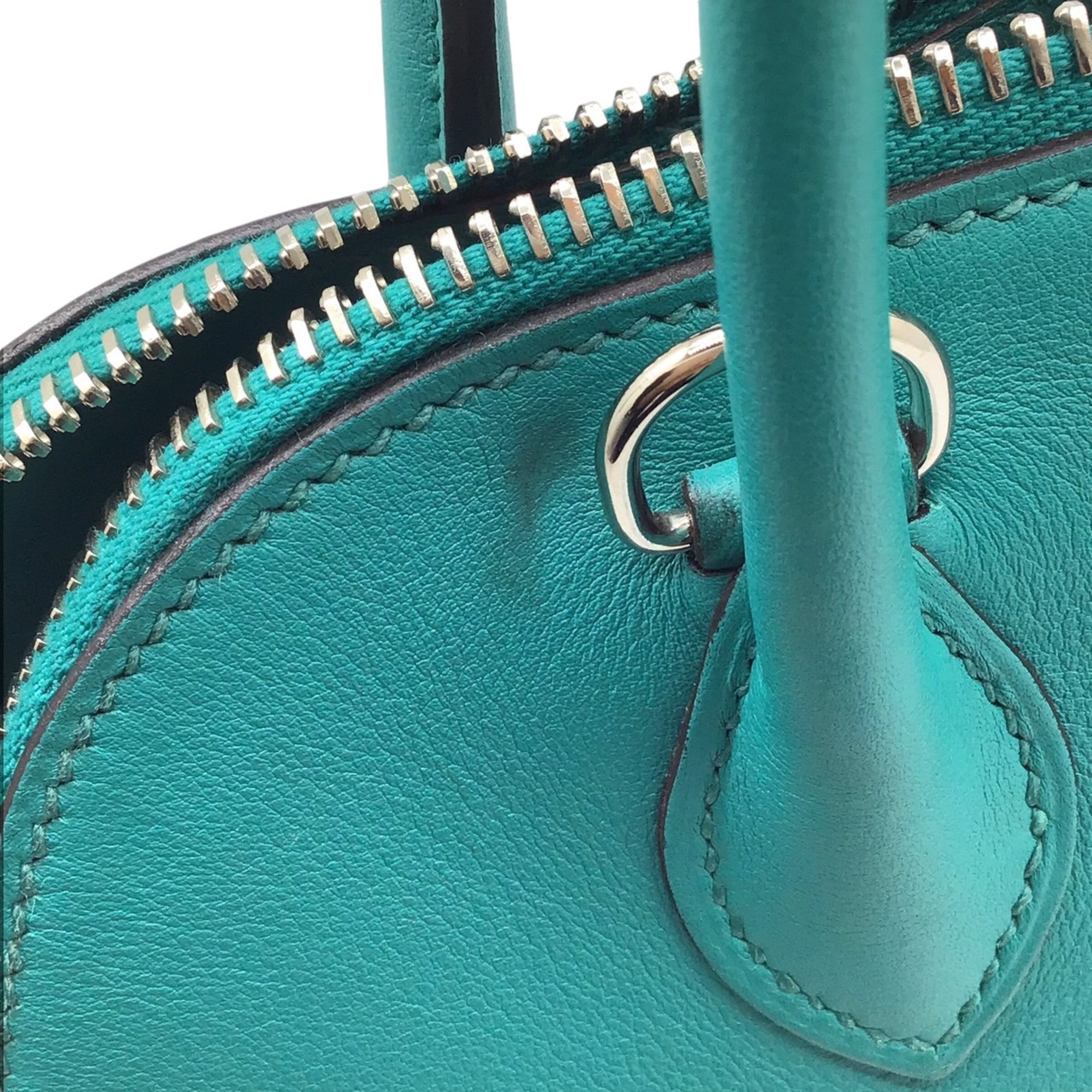 HERMES Hermes Bolide 27 Swift Blue Paon X Stamp 2016 Shoulder Bag Handbag Leather Green Women Men