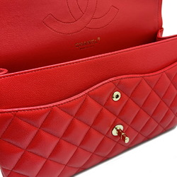 CHANEL Chanel Deca Matelasse 30 Bag Shoulder Handbag Cabiah Red Chain Ladies Gold