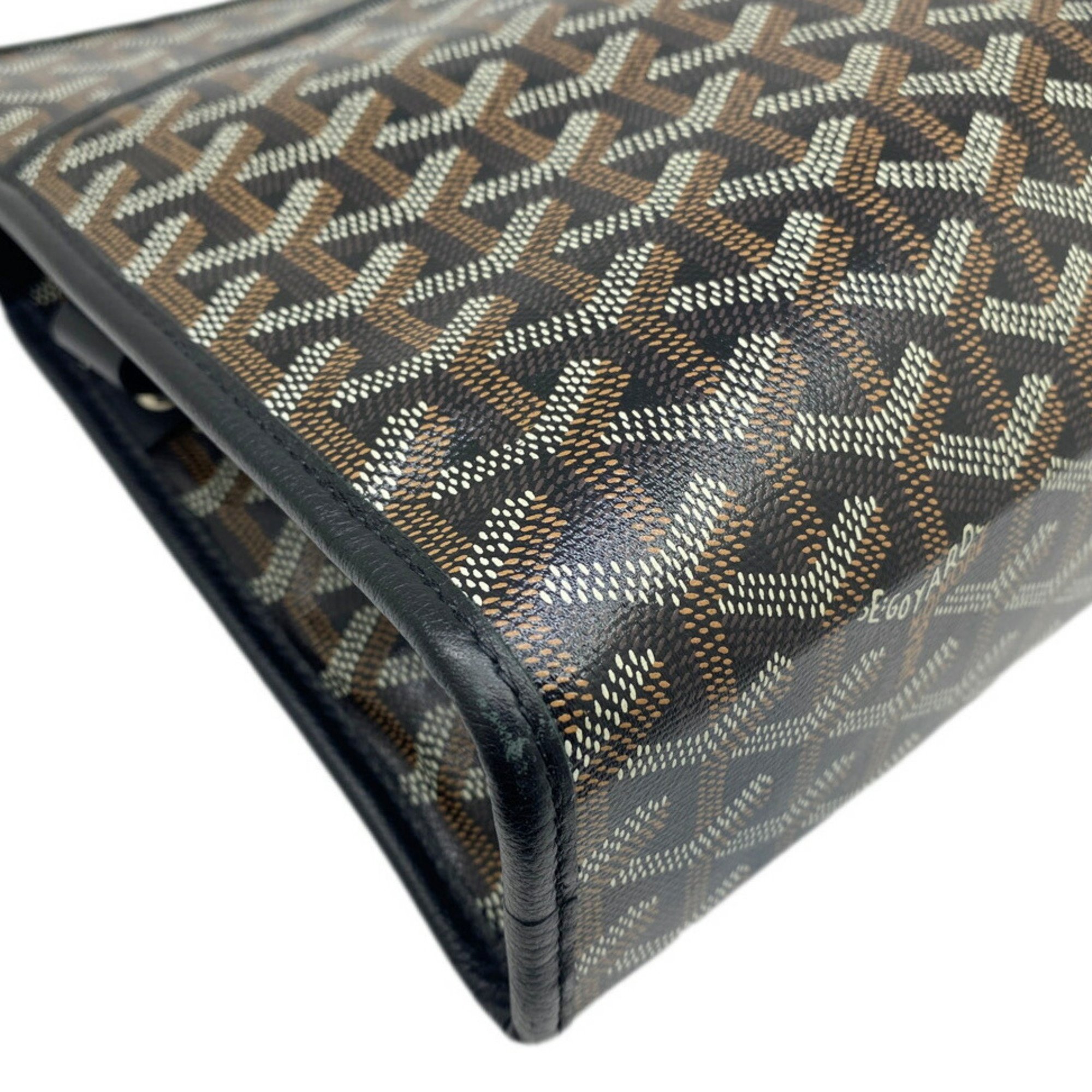 GOYARD Goyard Jouvance MM Dinhambas Calfskin Black Brown Pouch Clutch Bag