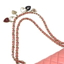 CHANEL Chanel Matelasse Valentine Leather Pink Chain Shoulder Bag CC Charm Handbag Women's