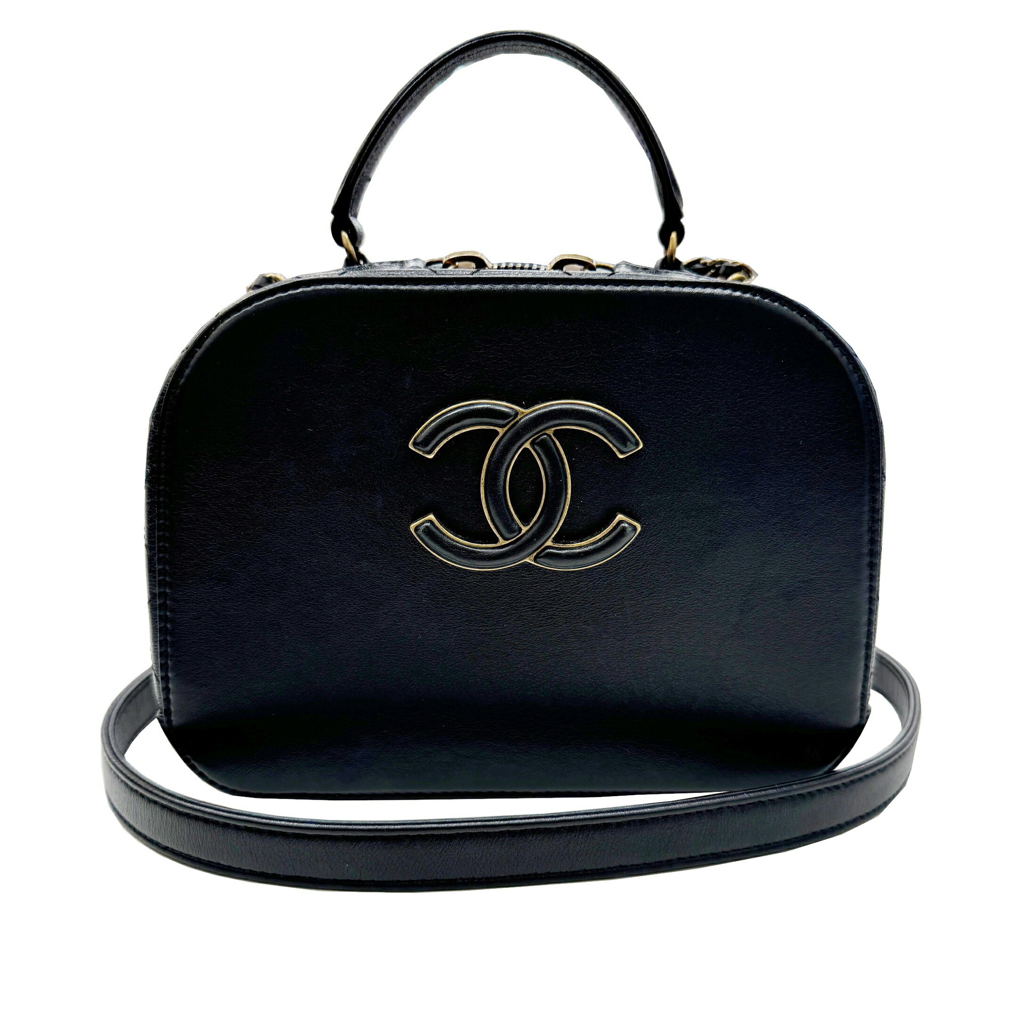 CHANEL Chanel Vanity Bag Small 24 Series Leather Black Shoulder Coco Mark Women's