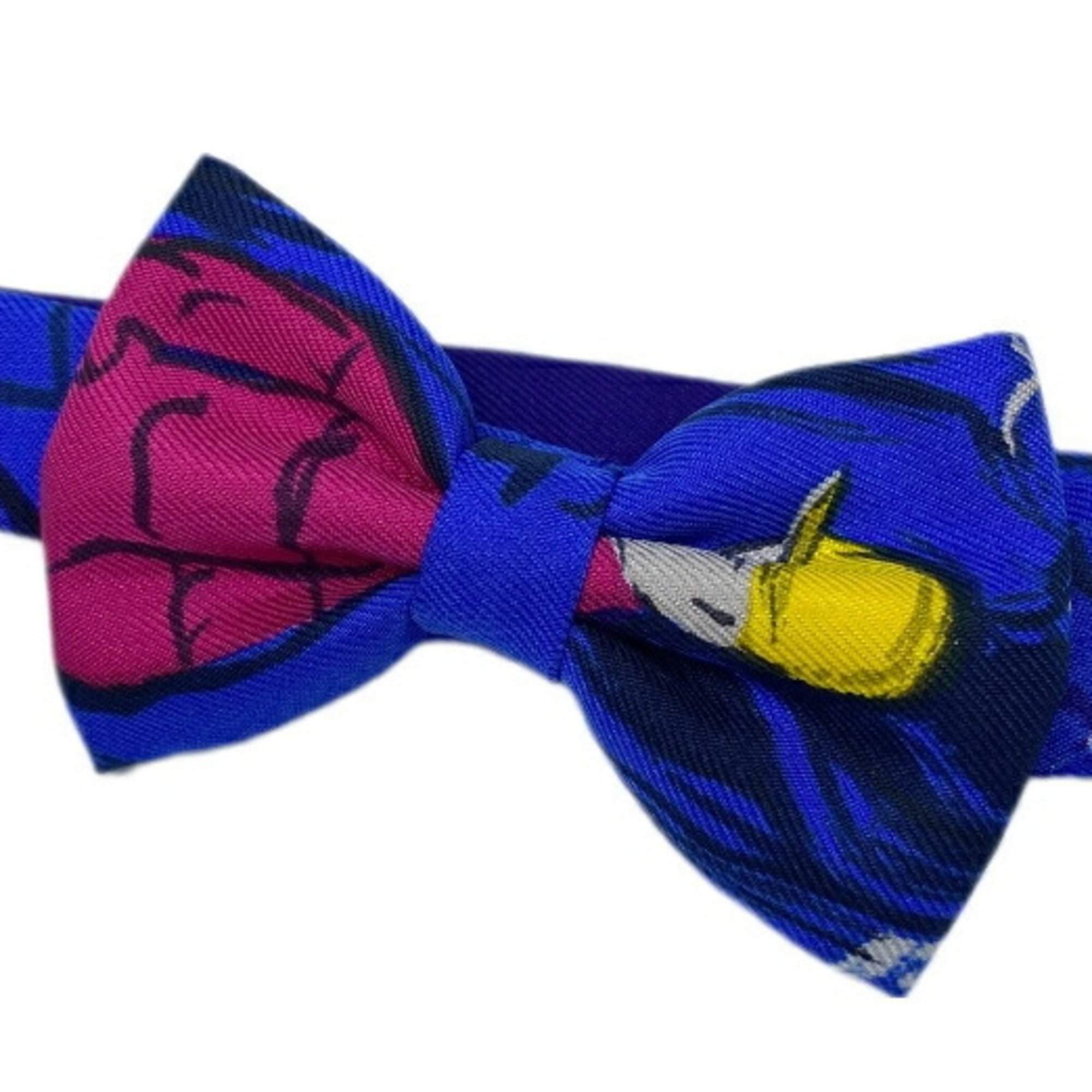 HERMES Bow Tie Choker Nouveau Papillon 100% Silk Blue Women's