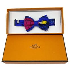 HERMES Bow Tie Choker Nouveau Papillon 100% Silk Blue Women's