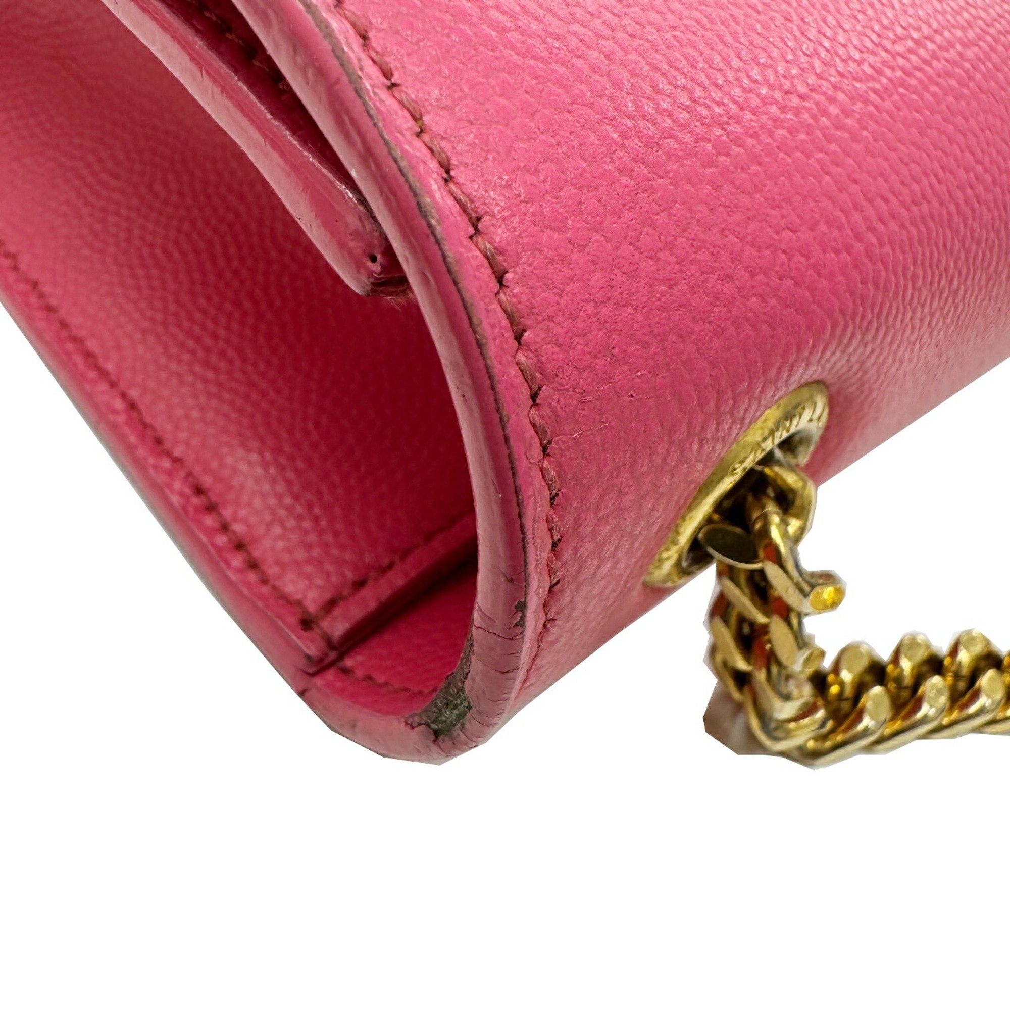 Yves Saint Laurent SAINT LAURENT PARIS Saint Laurent Kate Chain Shoulder Bag 354120 Pink Leather Women's