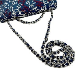 CHANEL Coco Mark No.5 Icon Chain Shoulder Rhinestone Cotton Navy Red White 10 Series Bag for Women