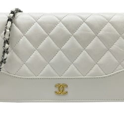 CHANEL Gabrielle Do Chain Wallet Leather White A84389 Shoulder 27 Series Women's