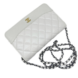 CHANEL Gabrielle Do Chain Wallet Leather White A84389 Shoulder 27 Series Women's