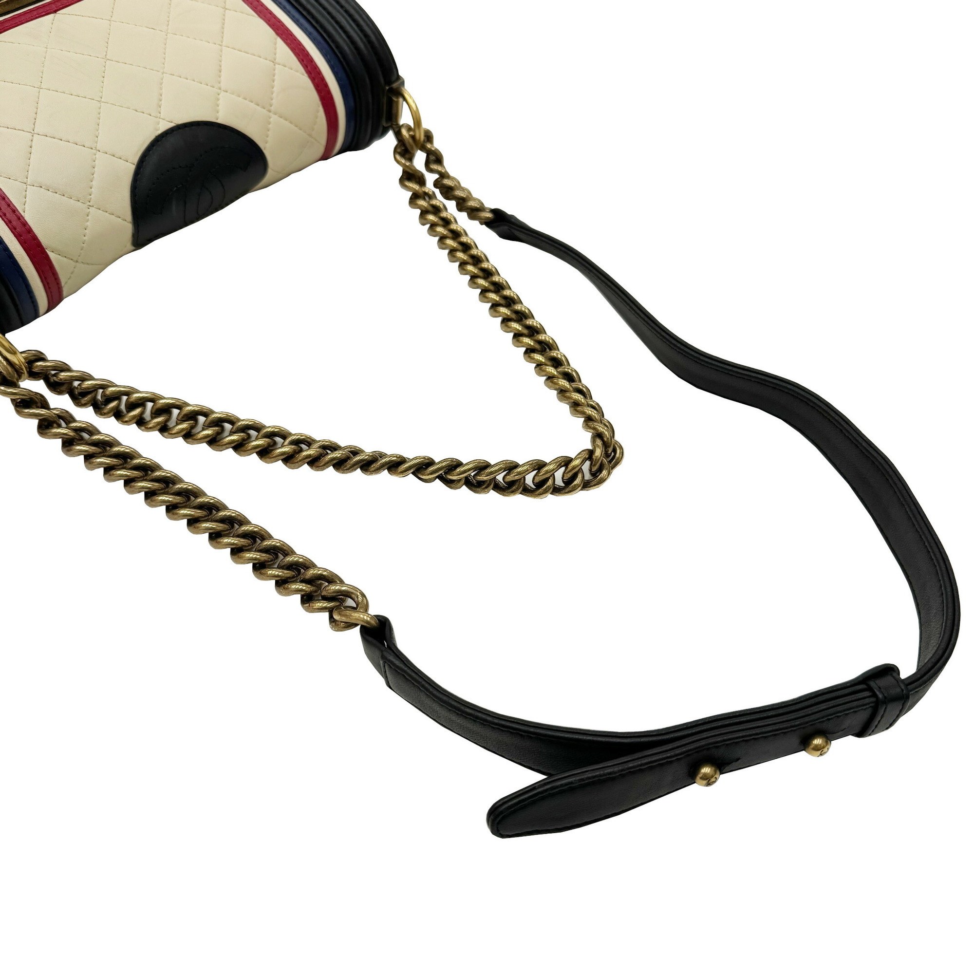 CHANEL Chanel Boy Coco Mark Chain Shoulder Black Ivory Red Blue Ramsun Bag Women's 19th Series LEBOY Multicolor