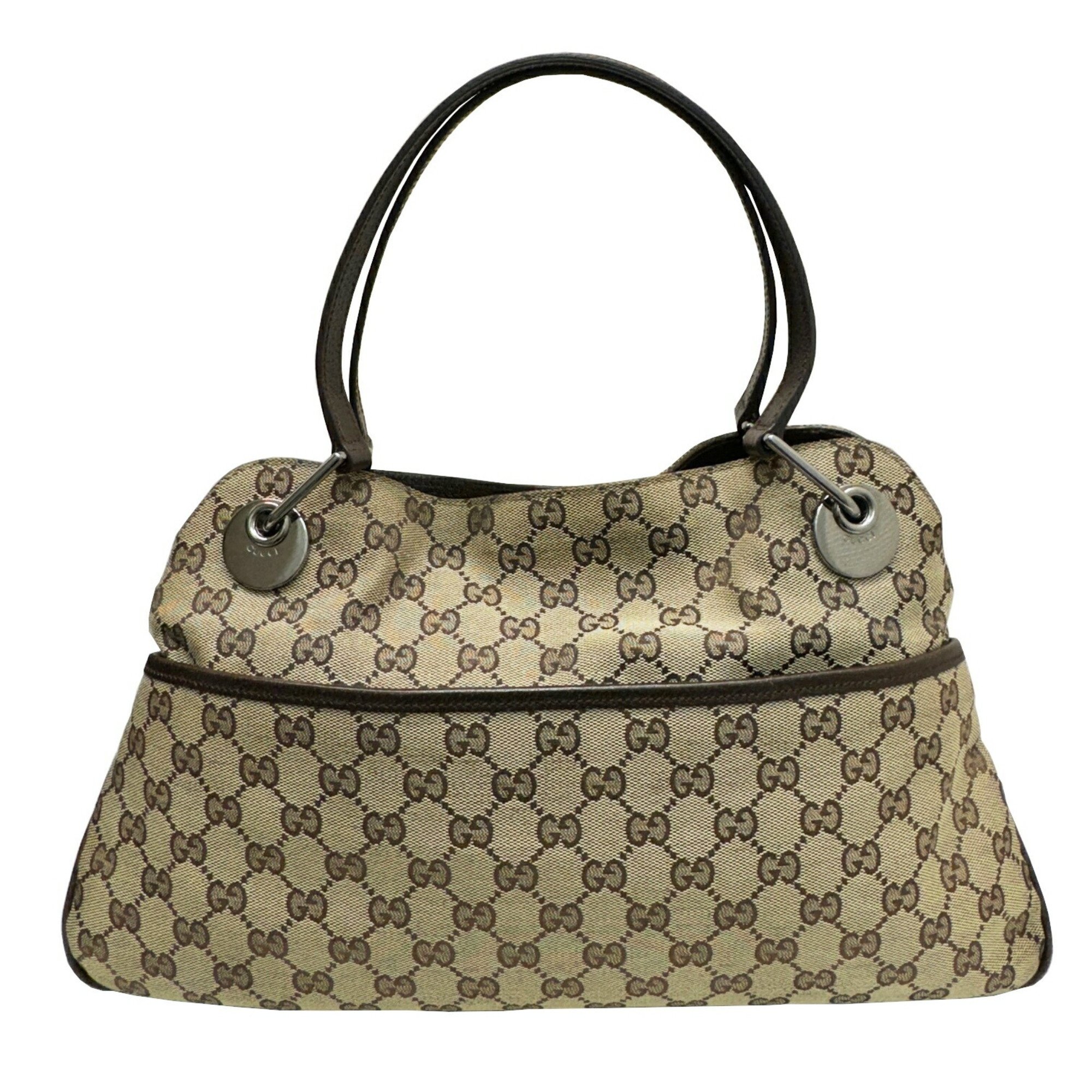 GUCCI GG Canvas Tote Bag 121023 Leather Handbag for Women