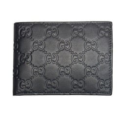 GUCCI Guccissima Bi-fold Wallet Leather 143384 Black Outlet Men's