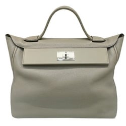 HERMES Hermes Sac Van Cattle 24 35 Togo Swift C engraved 2018 production Gris Asphalt Handbag Gray Men's Women's