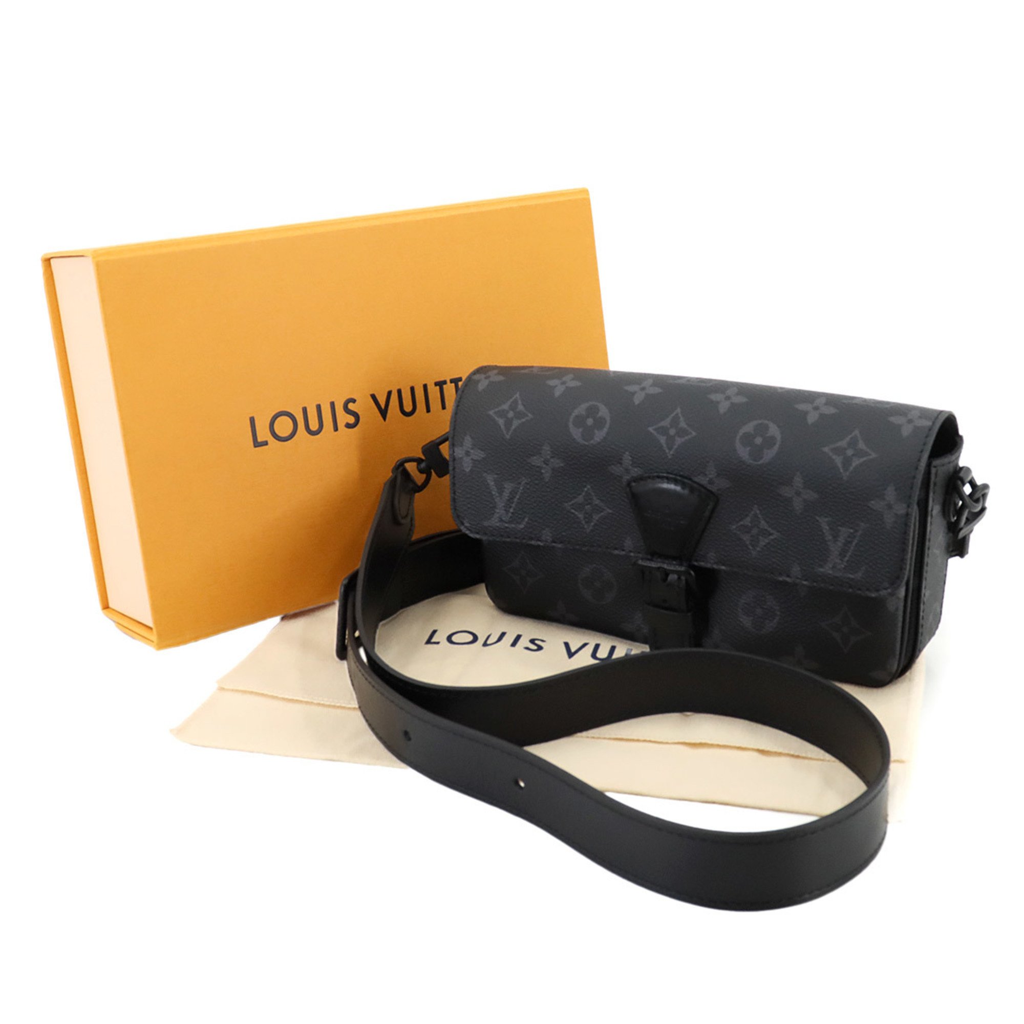 Louis Vuitton LOUIS VUITTON Monogram Eclipse Montsouris Wearable Wallet Shoulder Bag Leather Black M83567 RFID