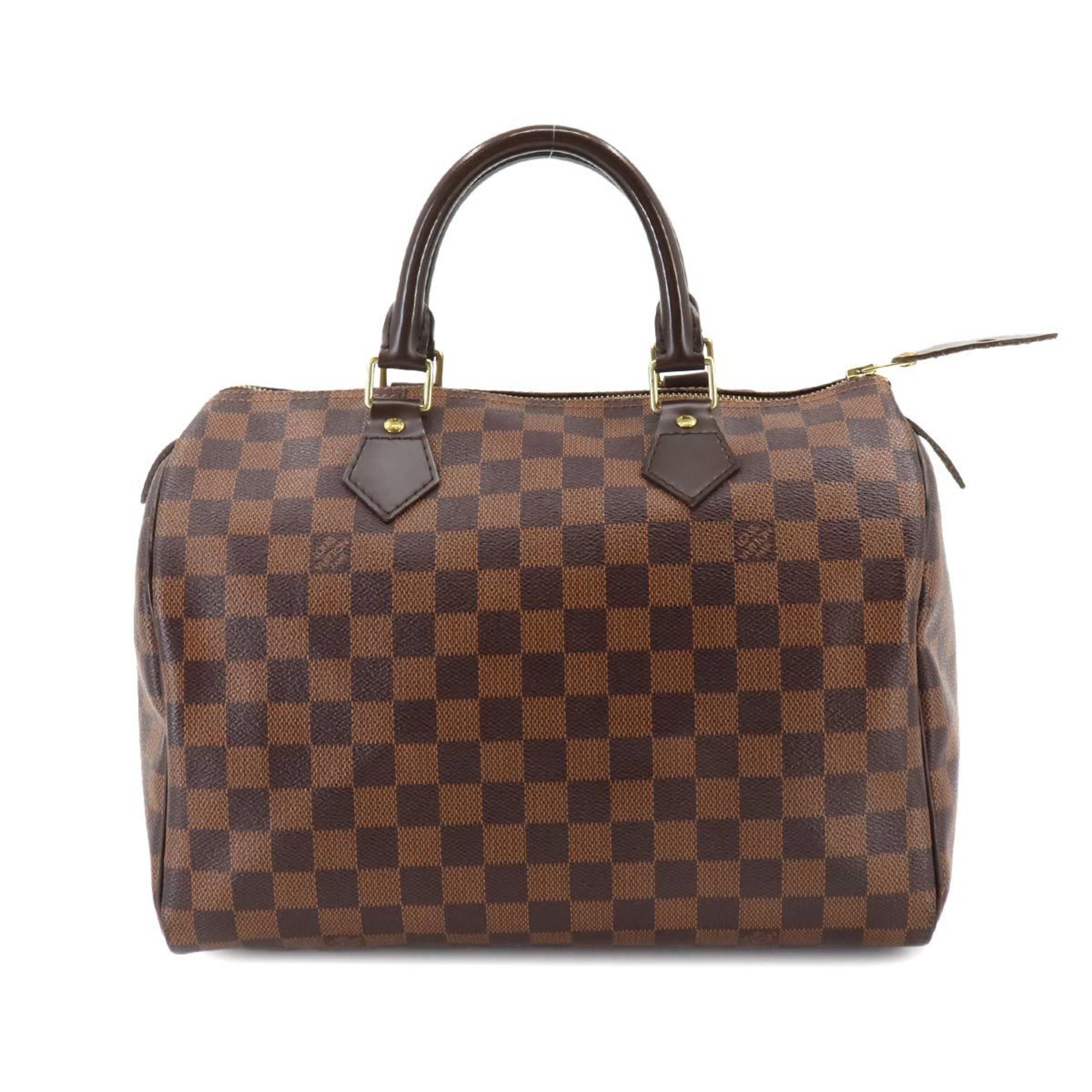 Louis Vuitton Damier Speedy 30 Handbag Ebene N41531 Brown Gold Hardware