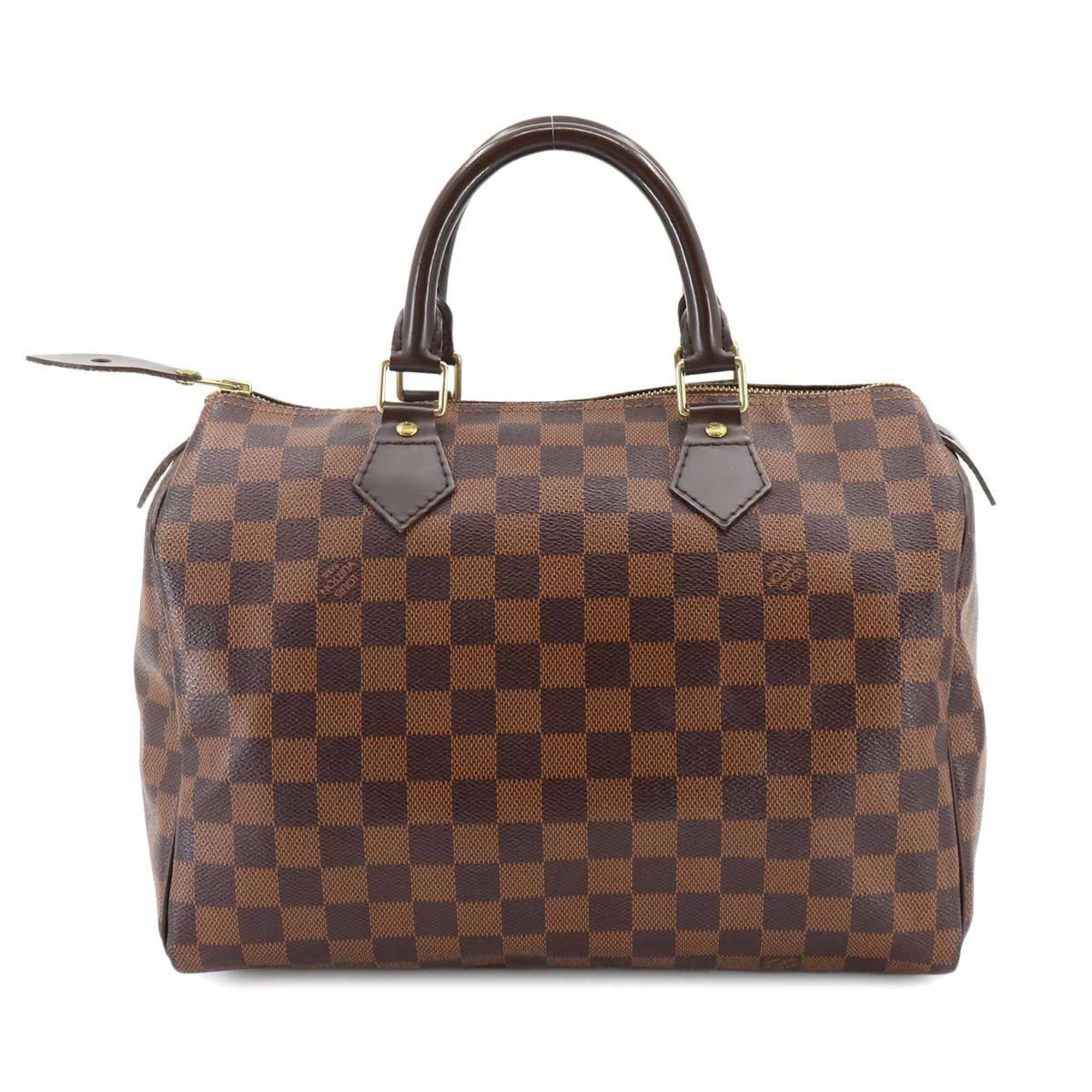 Louis Vuitton Damier Speedy 30 Handbag Ebene N41531 Brown Gold Hardware