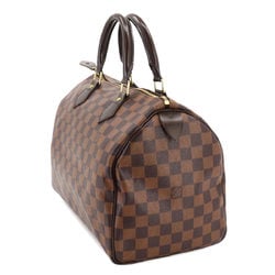 Louis Vuitton Damier Speedy 30 Handbag Ebene N41531 Brown Gold Hardware