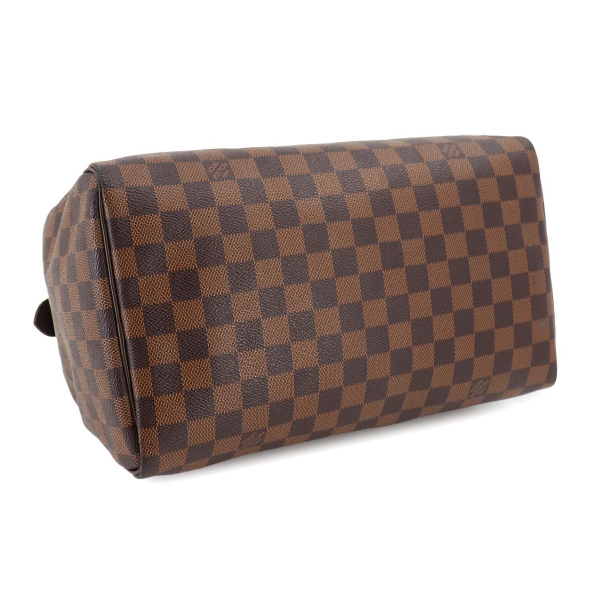 Louis Vuitton Damier Speedy 30 Handbag Ebene N41531 Brown Gold Hardware