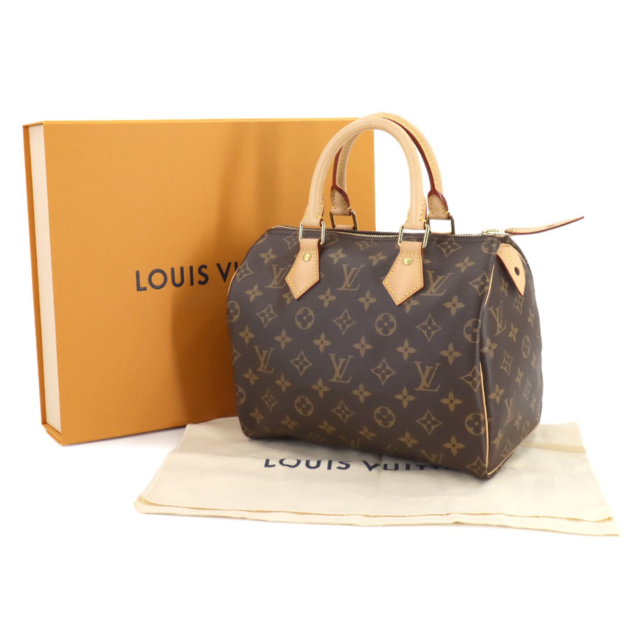 Louis Vuitton Monogram Speedy 25 Handbag Brown M41109 RFID Gold Hardware