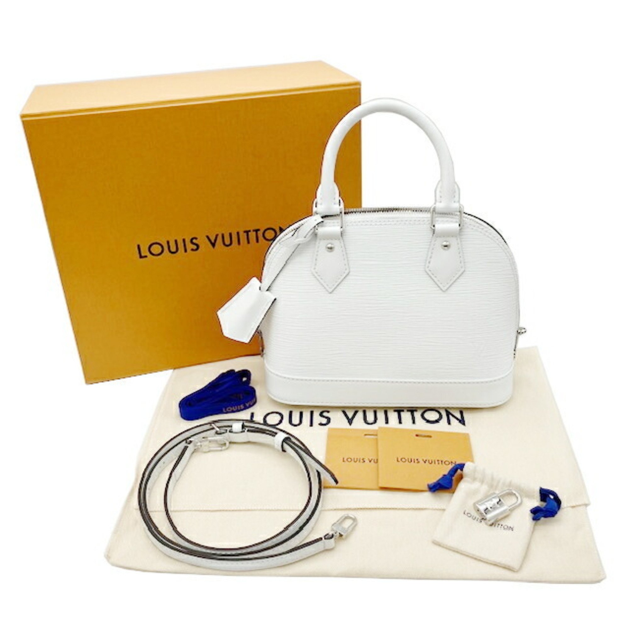 LOUIS VUITTON Alma BB M11381 RFID Epi Bron 2way Shoulder Handbag Leather White Women's