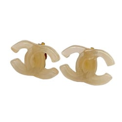 CHANEL Coco Mark Earrings Plastic Beige 01P Women's