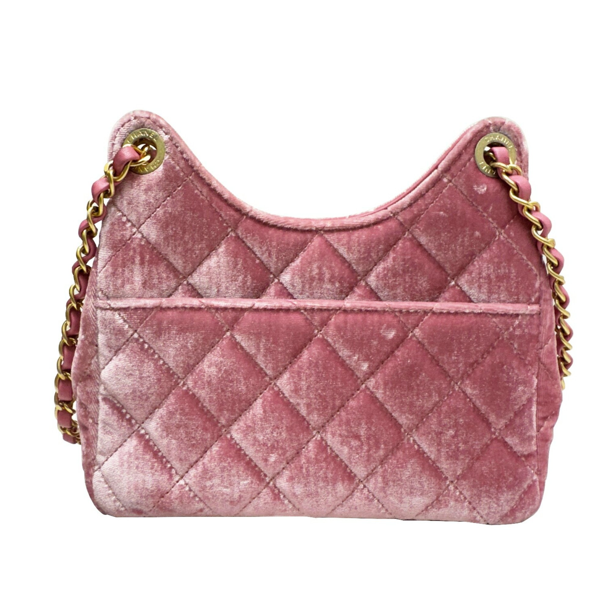 CHANEL Small Hobo Bag Shoulder AS4323 Pink Random Number Velvet Women's