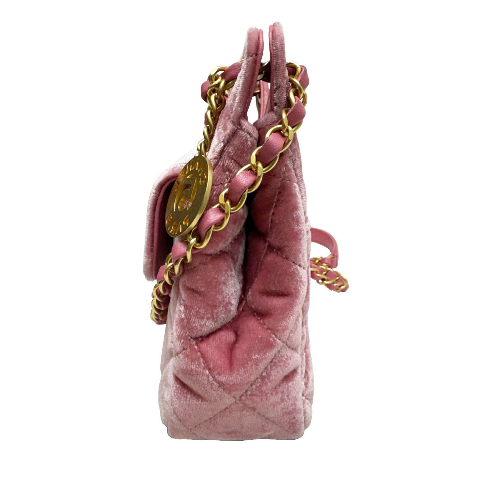 CHANEL Small Hobo Bag Shoulder AS4323 Pink Random Number Velvet Women's