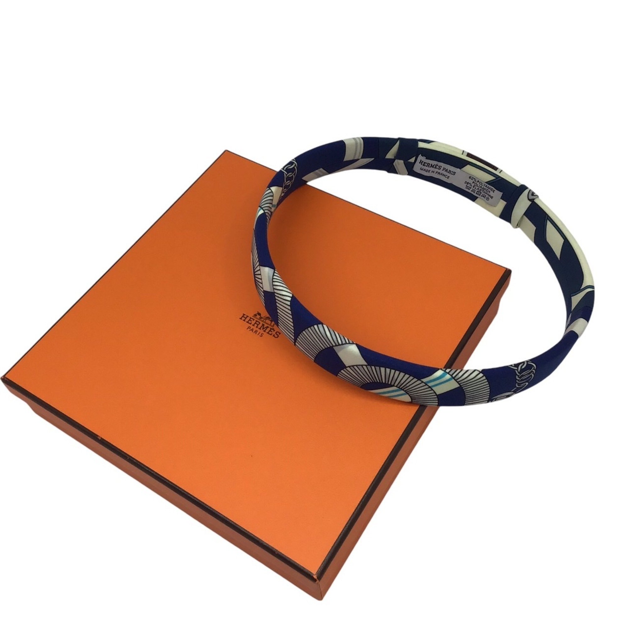 HERMES Mistinguett Hairband Headband Blue Accessory Circular Soft Women Men