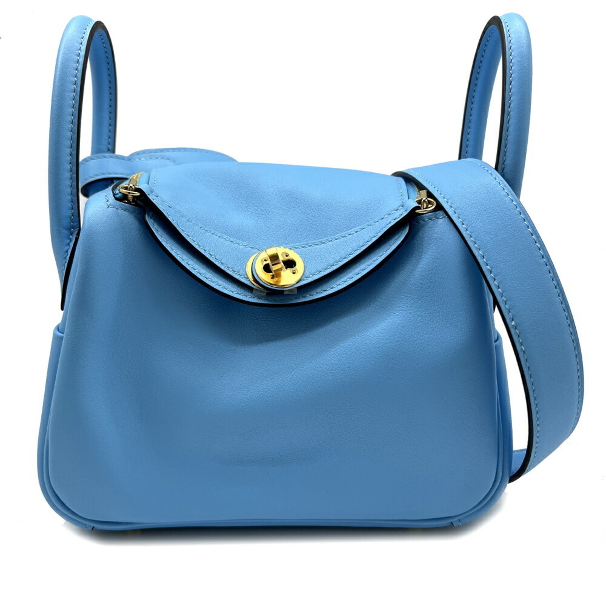 HERMES Lindy Swift Blue Azotic B stamp 2023 Bag Tote bag Shoulder Light blue Handbag MINI Women's Men's