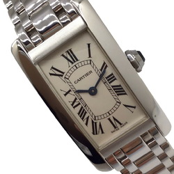 Cartier Tank America SM W260119L1 K18WG Quartz Wristwatch Rectangular Watch Battery Operated Roman Numerals Fashion for Women