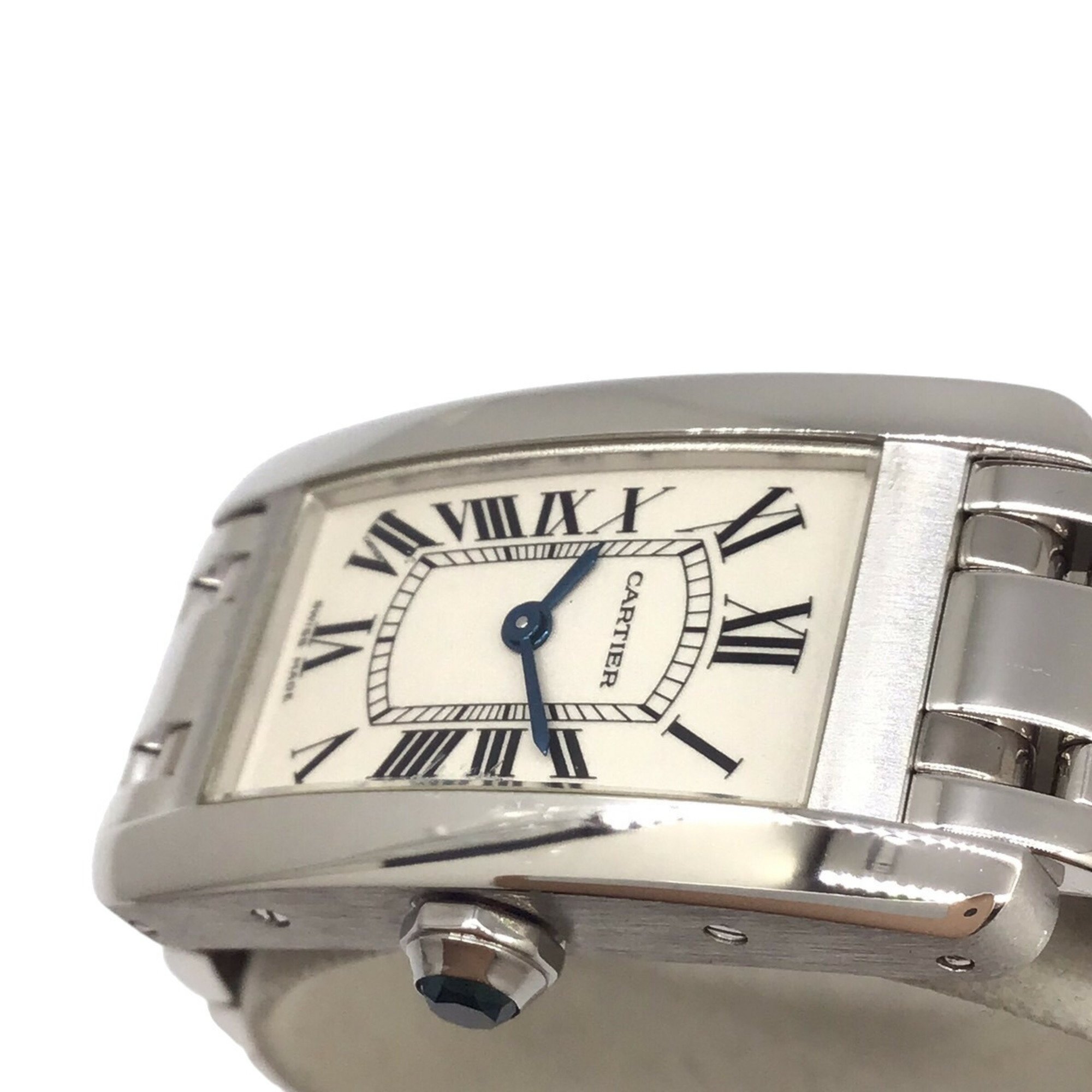 Cartier Tank America SM W260119L1 K18WG Quartz Wristwatch Rectangular Watch Battery Operated Roman Numerals Fashion for Women