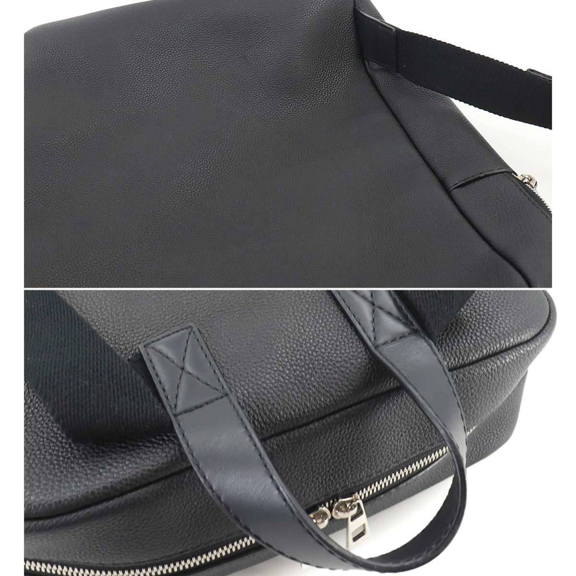 LOEWE Military Backpack Leather Black B553J18X01 Silver Hardware