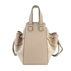 LOEWE Hammock Drawstring Small 2way Hand Shoulder Bag Leather Canvas Beige 314.39.Z95 Silver Hardware