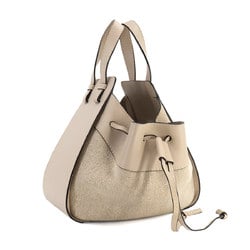 LOEWE Hammock Drawstring Small 2way Hand Shoulder Bag Leather Canvas Beige 314.39.Z95 Silver Hardware