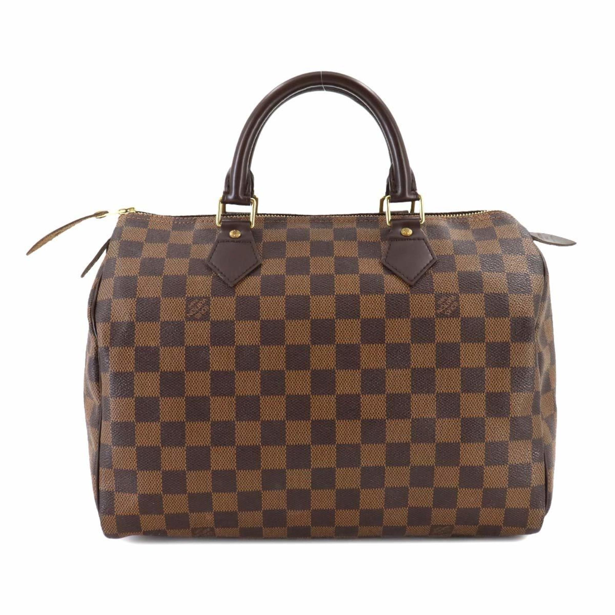 Louis Vuitton Damier Speedy 30 Handbag Ebene N41531 Brown Gold Hardware