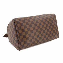 Louis Vuitton Damier Speedy 30 Handbag Ebene N41531 Brown Gold Hardware