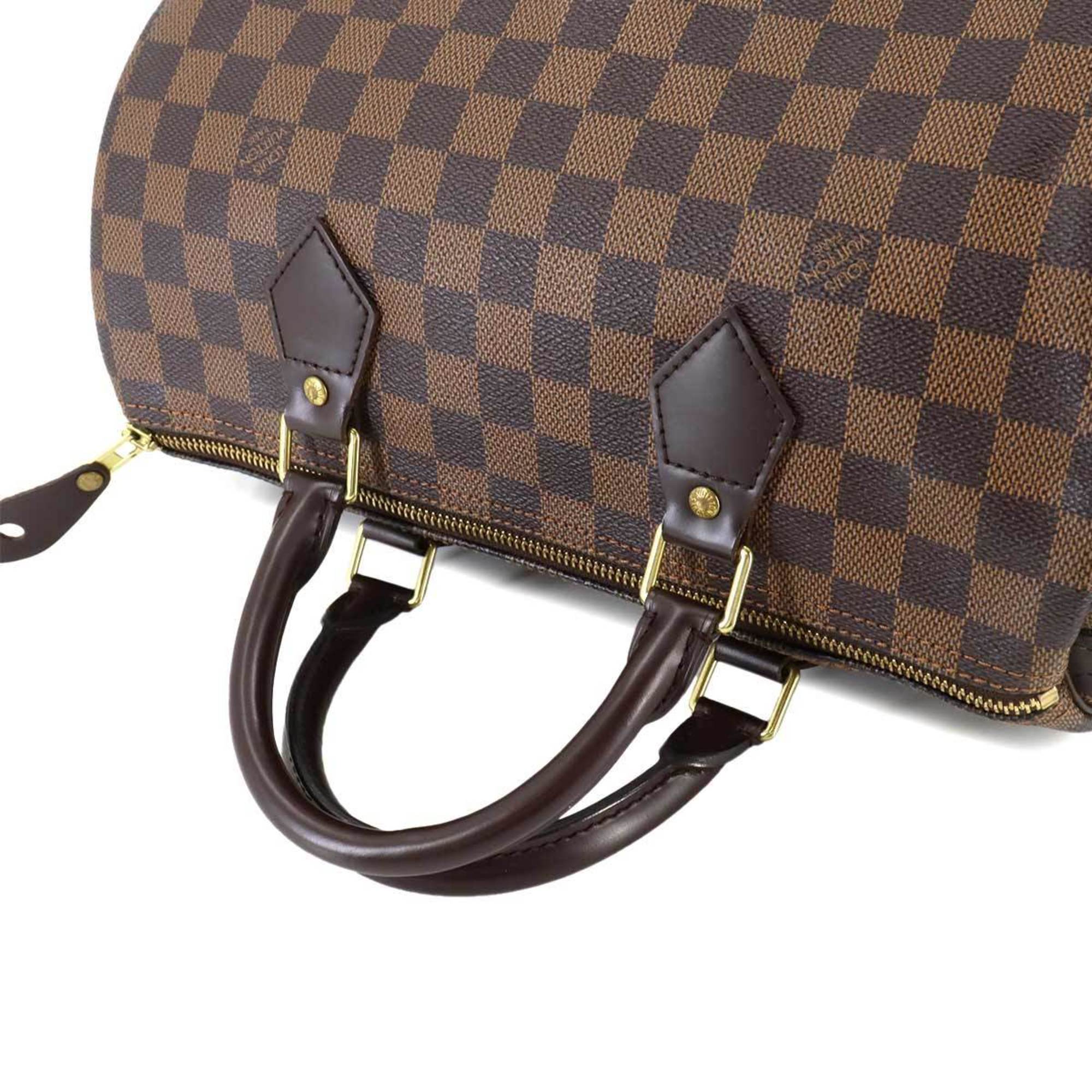 Louis Vuitton Damier Speedy 30 Handbag Ebene N41531 Brown Gold Hardware