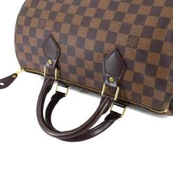 Louis Vuitton Damier Speedy 30 Handbag Ebene N41531 Brown Gold Hardware