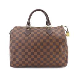 Louis Vuitton Damier Speedy 30 Handbag Ebene Brown N41531 Gold Hardware