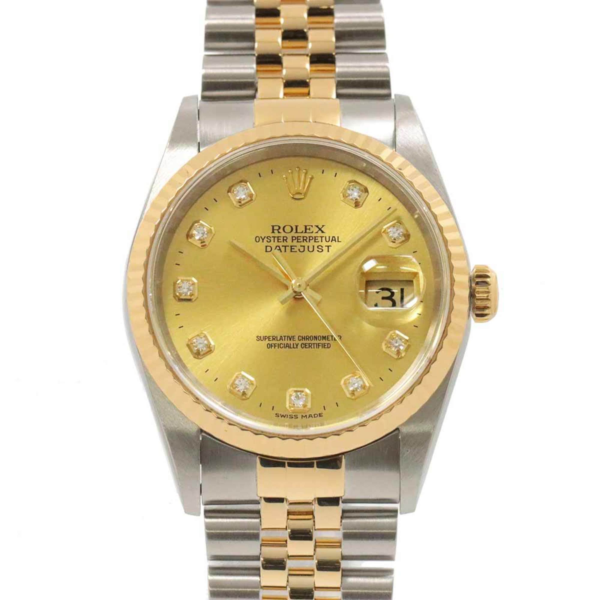 Rolex ROLEX Datejust Combi 16233G P Series Men's Watch 10P Diamond Gold K18YG Yellow Automatic Self-Winding