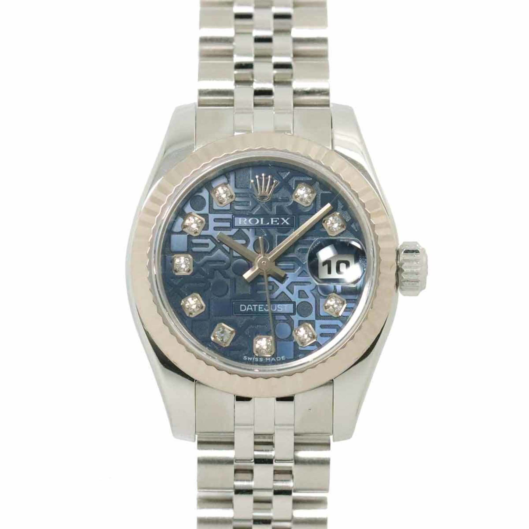 Rolex ROLEX Datejust 179174G D series Ladies watch 10P Diamond Blue computer K18WG Automatic self-winding